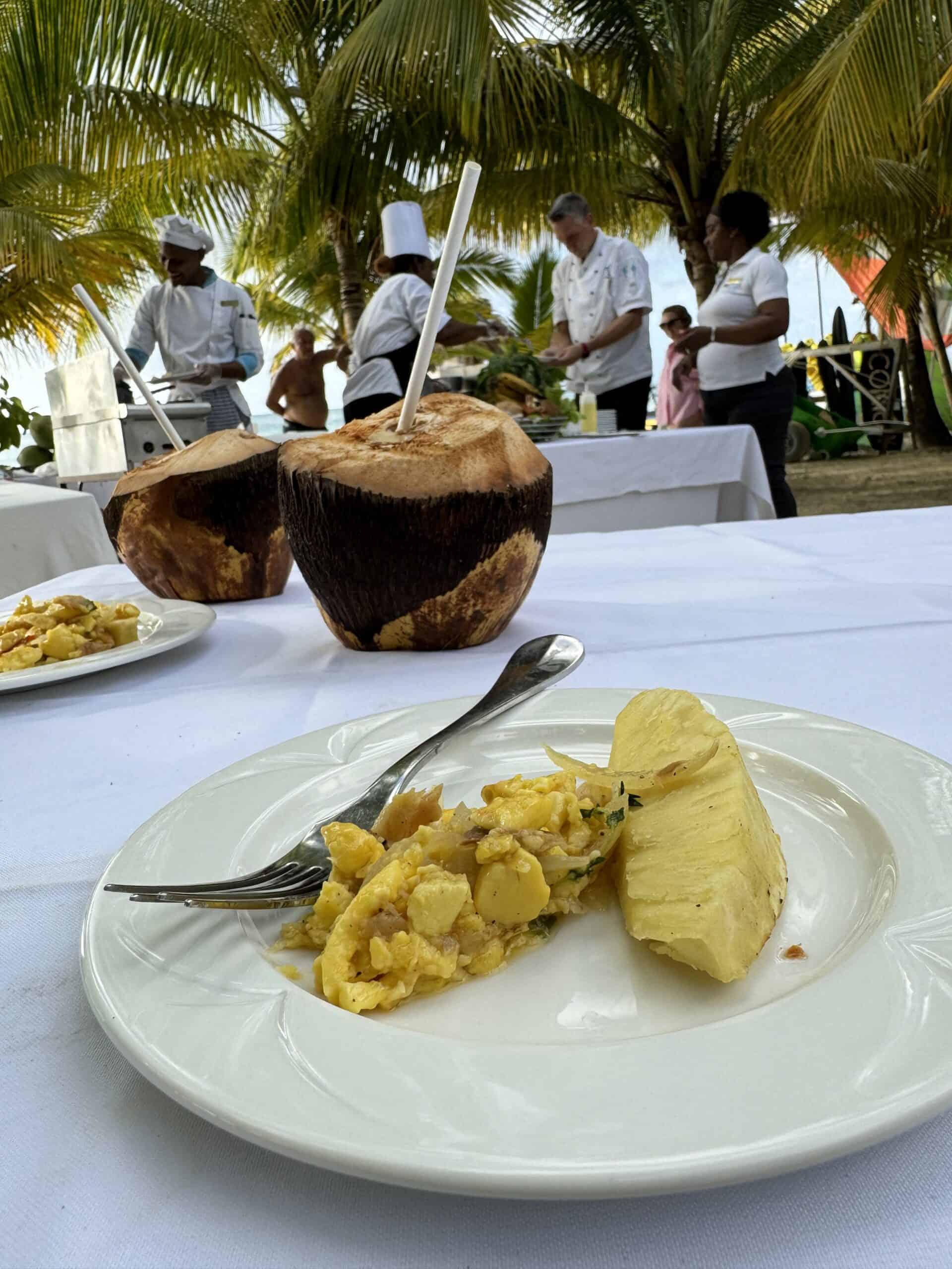 appetizing dish on the table in a restaurant at beachfront location