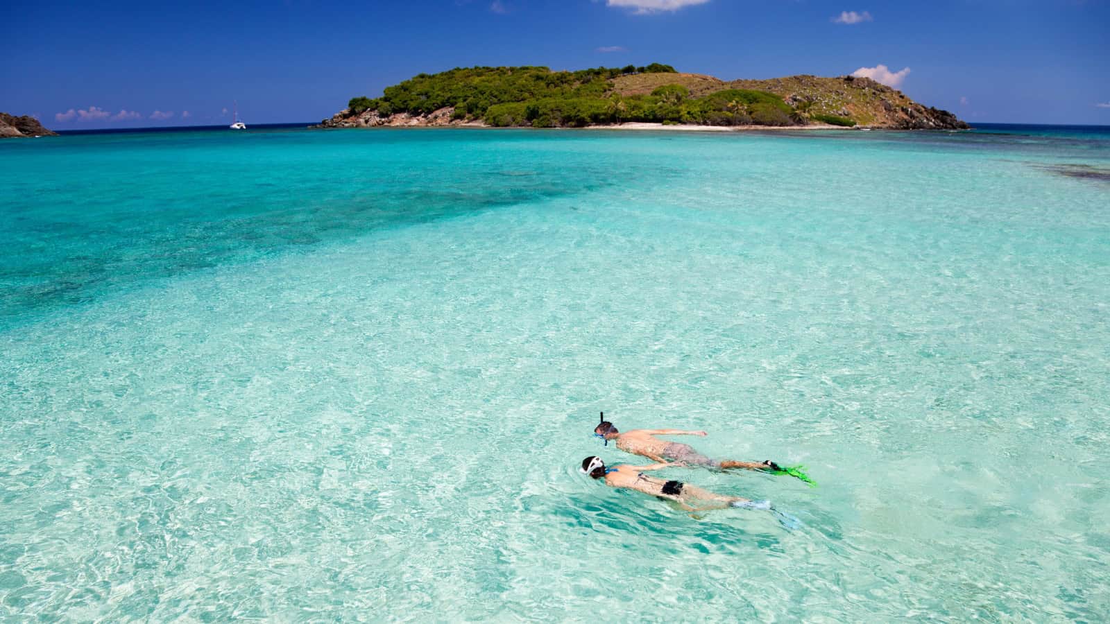 couple snorkeling in the caribbean