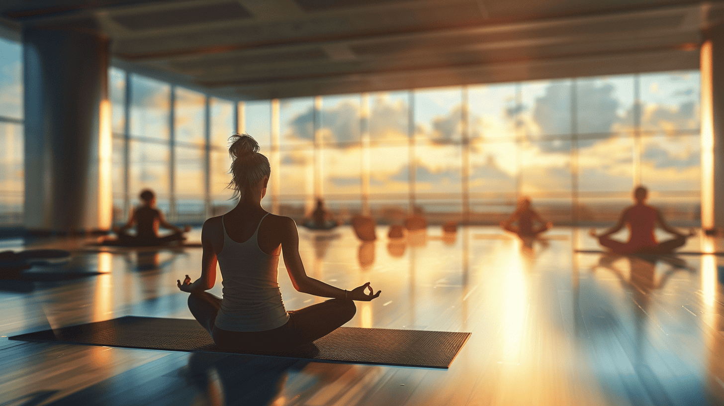 10 Ways to Make the Most Out of a Layover 4 people doing yoga in a fitness class